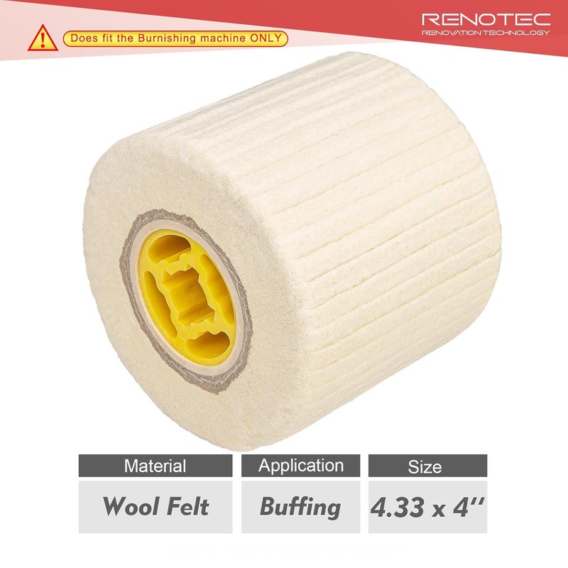 RENOTEC Wool Felt Polishing Wheel, 4.33" x 4", 110x100mm, for Burnishing Polishing Machine - Image 2